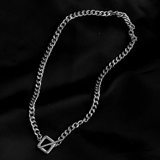 Colier argintiu, din otel inoxidabil, suflat cu aur 18k, cu zale, Svala C1