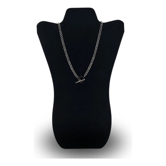 Colier argintiu, din otel inoxidabil, suflat cu aur 18k, cu zale, Svala C1