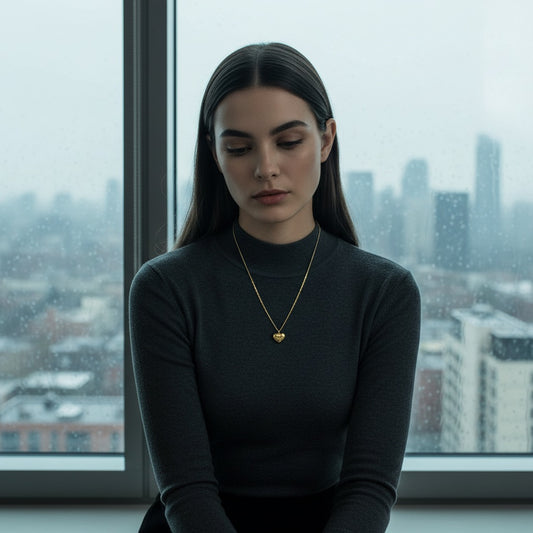 Colier auriu, din otel inoxidabil, cu pandantiv inima, suflat cu aur 18k, Berge C11