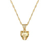 Colier auriu, din otel inoxidabil, cu pandantiv leopard si pietre, suflat cu aur 18k, Berta C11 - Pursehuit.ro