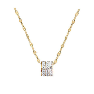 Colier auriu, din otel inoxidabil, cu pandantiv rotund, suflat cu aur 18k, Alvina C1 - Pursehuit.ro