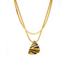 Colier auriu, din otel inoxidabil, cu pandantiv si animal print, suflat cu aur 18k, Thialvi C2 - Pursehuit.ro