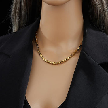 Colier auriu, din otel inoxidabil, cu piese geometrice, suflat cu aur 18k, Thyre C2