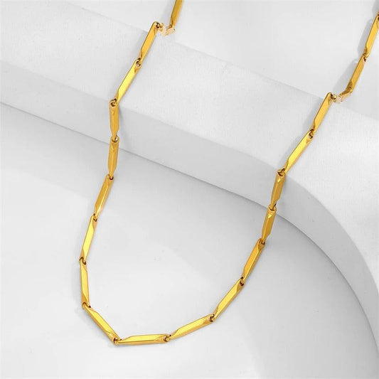 Colier auriu, din otel inoxidabil, cu piese imbinate, suflat cu aur 18k, Amaya C1 - Pursehuit.ro