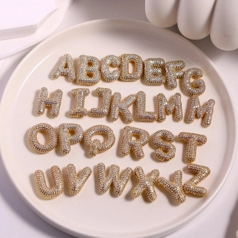 Colier auriu, din otel inoxidabil, cu pietre din zirconiu, suflat cu aur 18k, cu initiala, C7