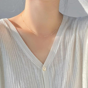 Colier auriu, din otel inoxidabil, delicat, suflat cu aur 18k, Berenika C11 - Pursehuit.ro