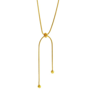 Colier auriu, din otel inoxidabil, lung, ajustabil, suflat cu aur 18k, Berdine C11 - Pursehuit.ro