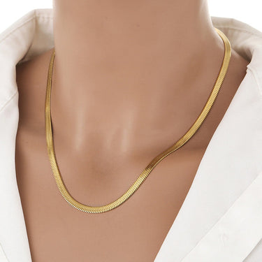 Colier auriu, din otel inoxidabil, stil sarpe, suflat cu aur 18k, Berga C9