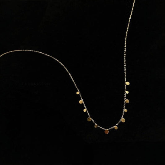 Colier auriu, din otel inoxidabil, suflat cu aur 18k, cu banuti rotunzi, Inny C4 OUT