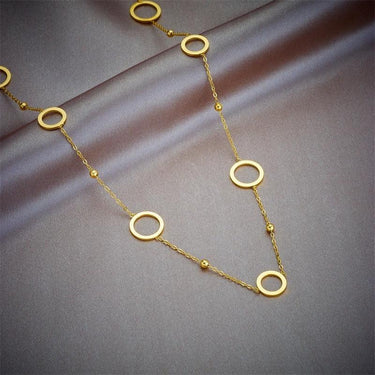 Colier auriu, din otel inoxidabil, suflat cu aur 18k, cu cerculete, Eden C1 - Pursehuit.ro
