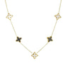 Colier auriu, din otel inoxidabil, suflat cu aur 18k, cu floricele norocoase, Dikka C12 - Pursehuit.ro