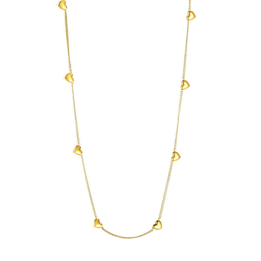 Colier auriu, din otel inoxidabil, suflat cu aur 18k, cu mini inimioare, Kalinka C1