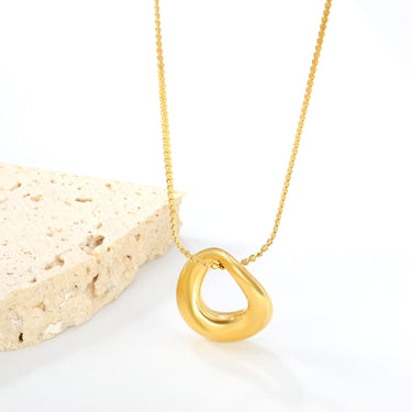 Colier auriu, din otel inoxidabil, suflat cu aur 18k, cu pandantiv minimalist, Kajana C1