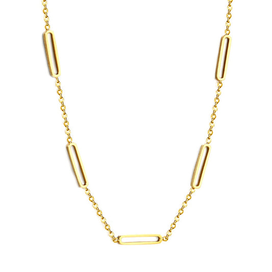 Colier auriu, din otel inoxidabil, suflat cu aur 18k, cu piese minimaliste, Karin C1