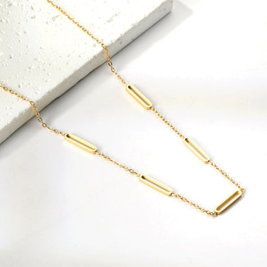 Colier auriu, din otel inoxidabil, suflat cu aur 18k, cu piese minimaliste, Karin C1