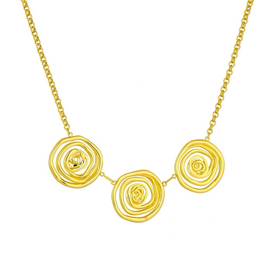 Colier auriu, din otel inoxidabil, suflat cu aur 18k, cu piese rotunde, Ritha C5