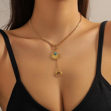 Colier auriu, din otel inoxidabil, suflat cu aur 18k, cu semiluna, Dovra C1 - Pursehuit.ro