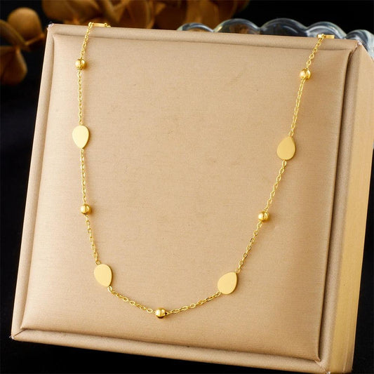 Colier auriu, din otel inoxidabil, suflat cu aur 18k, delicat, Elisabeta C2 - Pursehuit.ro