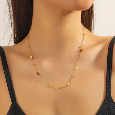 Colier auriu, din otel inoxidabil, suflat cu aur 18k, delicat, Elisabeta C2 - Pursehuit.ro