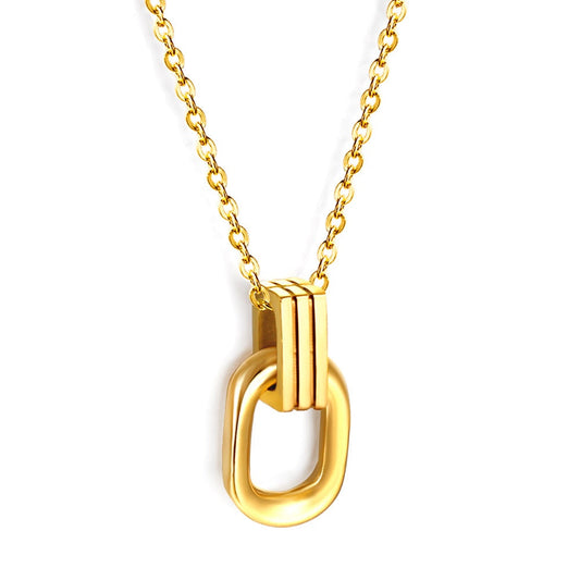 Colier auriu, din otel inoxidabil, suflat cu aur 18k, forma minimalista, Adele C1