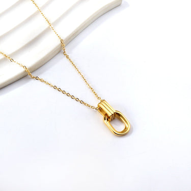 Colier auriu, din otel inoxidabil, suflat cu aur 18k, forma minimalista, Adele C1