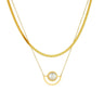 Colier auriu, din otel inoxidabil, suflat cu aur 18k, stil minimalist, cu perla, Ekarda C2 - Pursehuit.ro