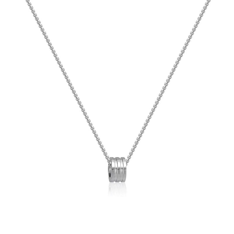 Colier barbati, argintiu, din otel inoxidabil, suflat cu aur 18k, cu pandantiv rotund, Randolph C9