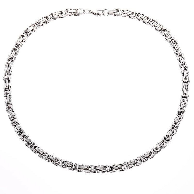 Colier barbati, argintiu, din otel inoxidabil, suflat cu aur 18k, cu zale imbinate, Raoul C9