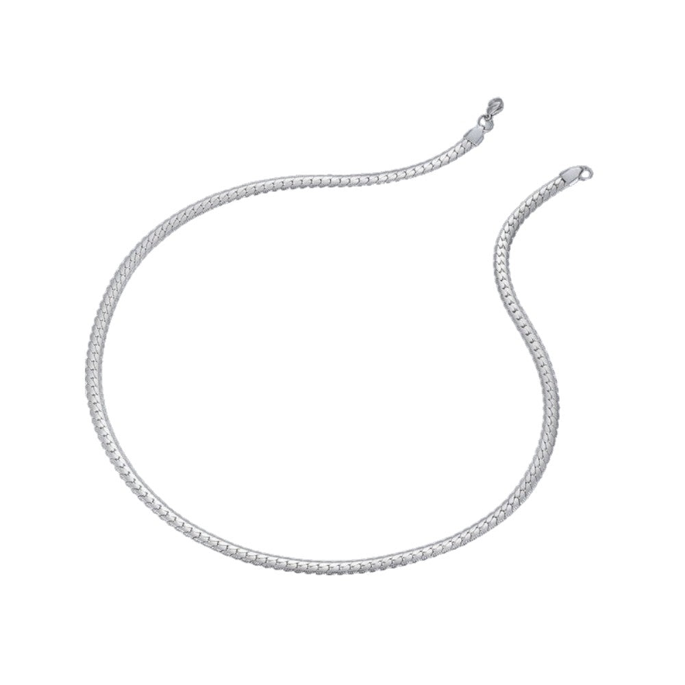 Colier barbati, argintiu, din otel inoxidabil, suflat cu aur 18k, stil sarpe, Quentin C9