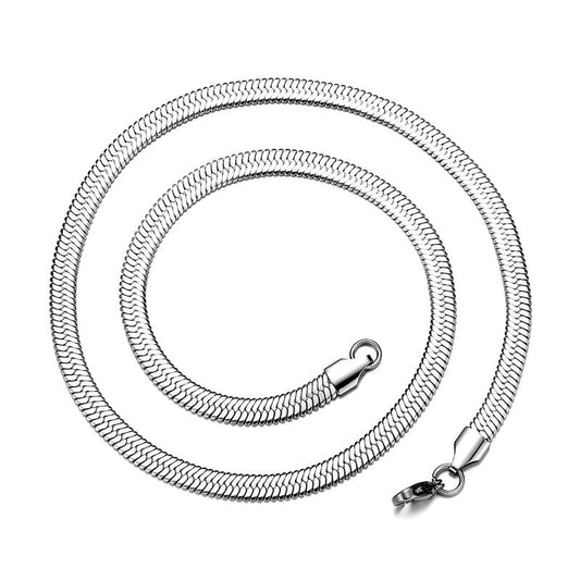 Colier barbati, argintiu, din otel inoxidabil, suflat cu aur 18k, stil sarpe, Quinn C9