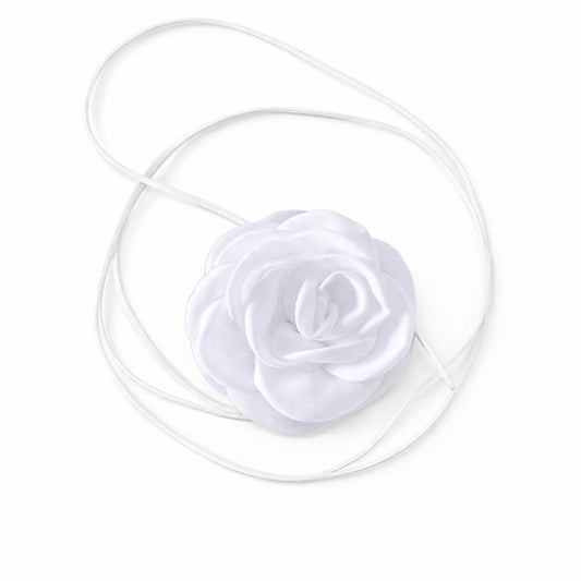 Colier choker, alb, cu floare, Bebiane C14