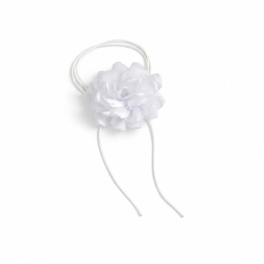 Colier choker, alb, cu floare, Benoni C15