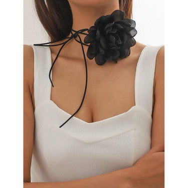 Colier choker, negru, cu floare, Benna C15 OUT - Pursehuit.ro