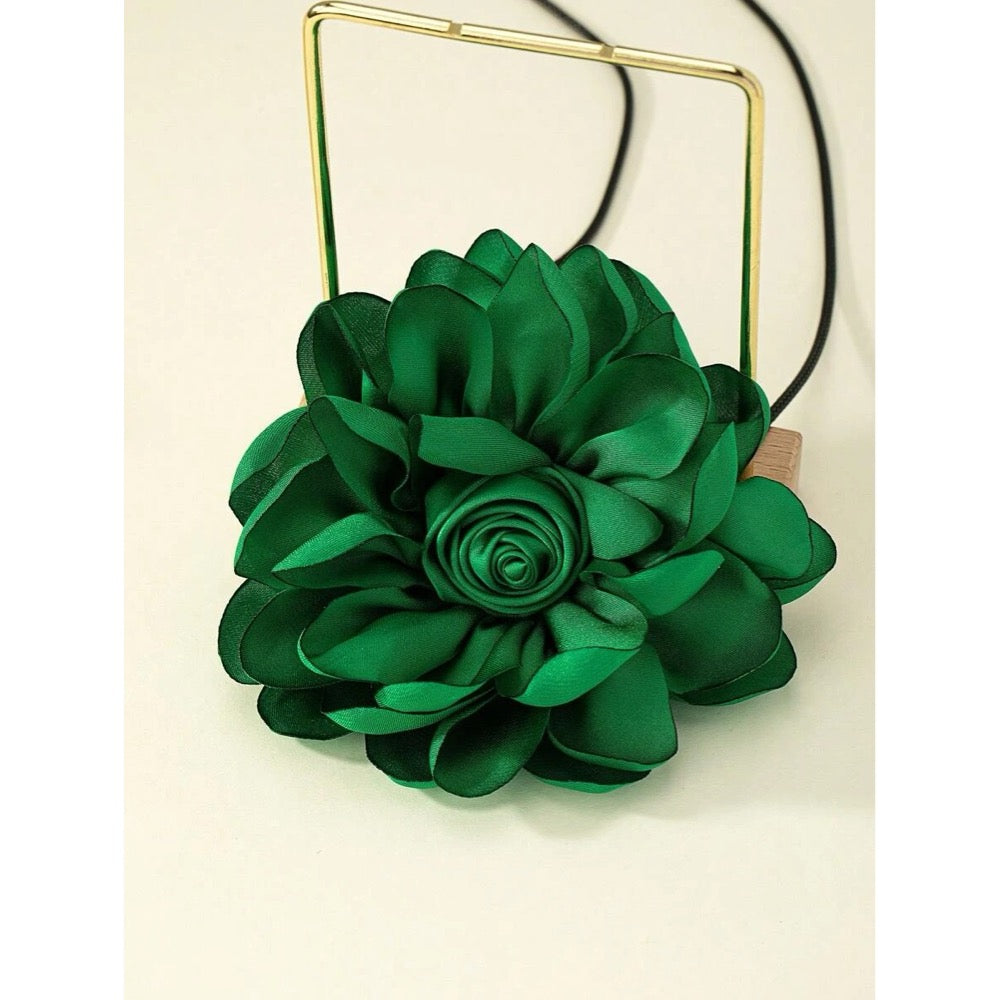 Colier choker, verde, cu floare, Belinda C15