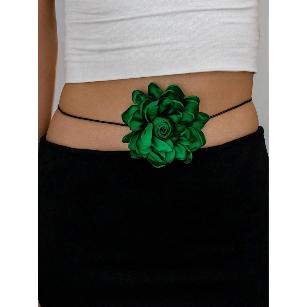 Colier choker, verde, cu floare, Belinda C15