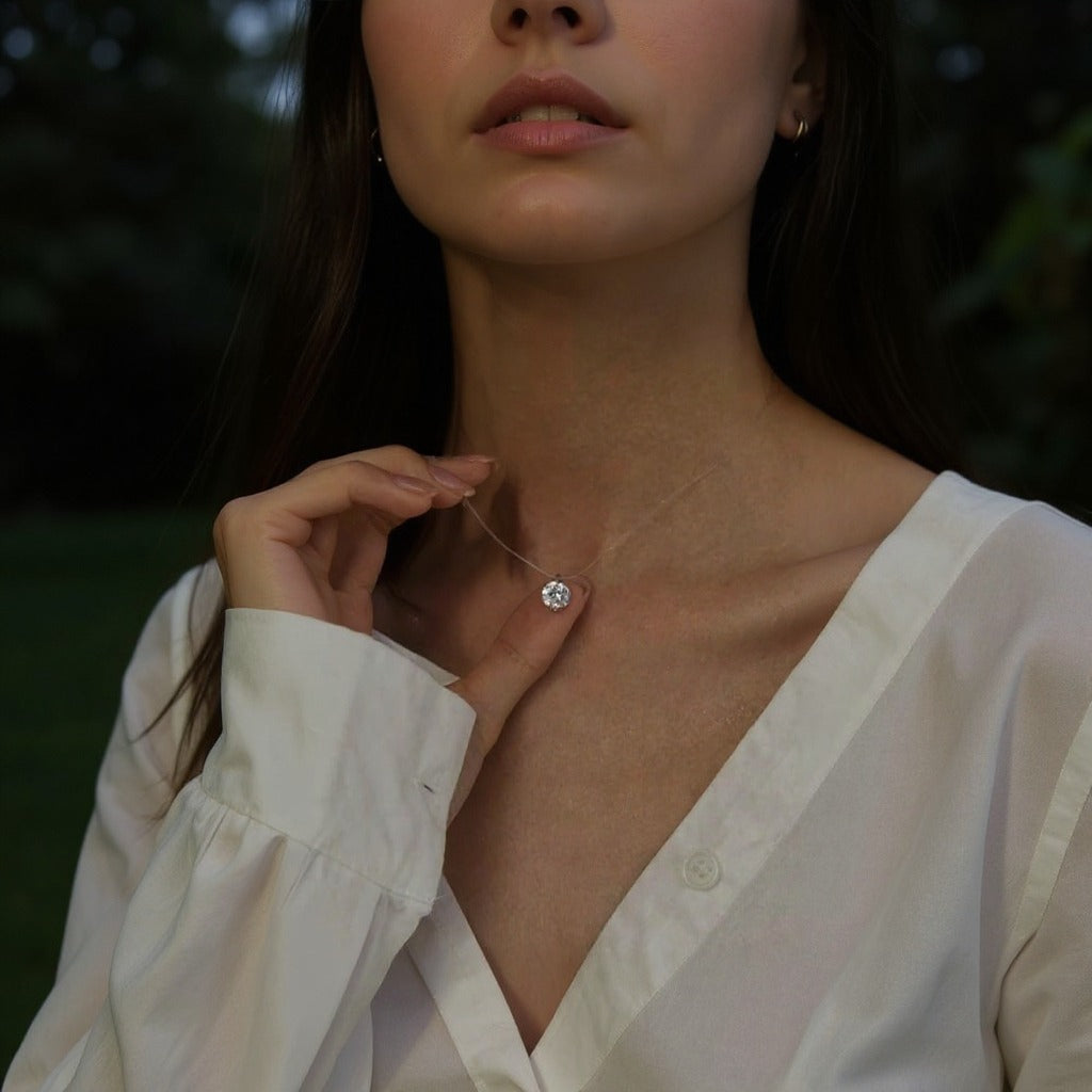 Colier cu fir transparent, cu piatra din zirconiu, Imre C2