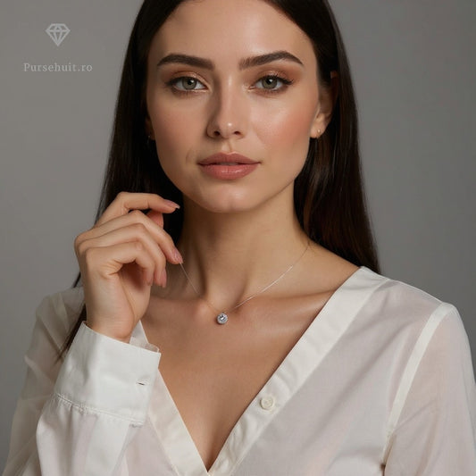 Colier cu fir transparent, cu piatra din zirconiu, Imre C2