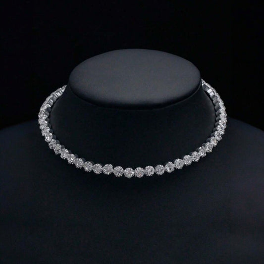 Colier tennis, argintiu, cu cristale, Dede C10