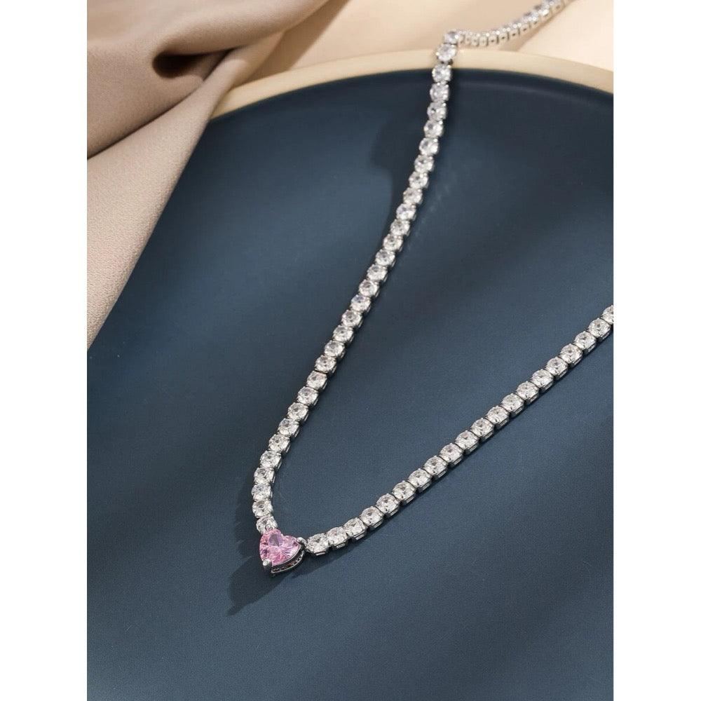 Colier tennis, argintiu, cu pietre din zirconiu, Akseli C16 - Pursehuit.ro