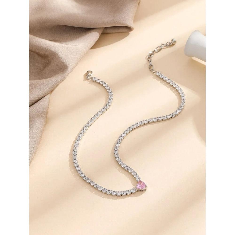 Colier tennis, argintiu, cu pietre din zirconiu, Akseli C16 - Pursehuit.ro