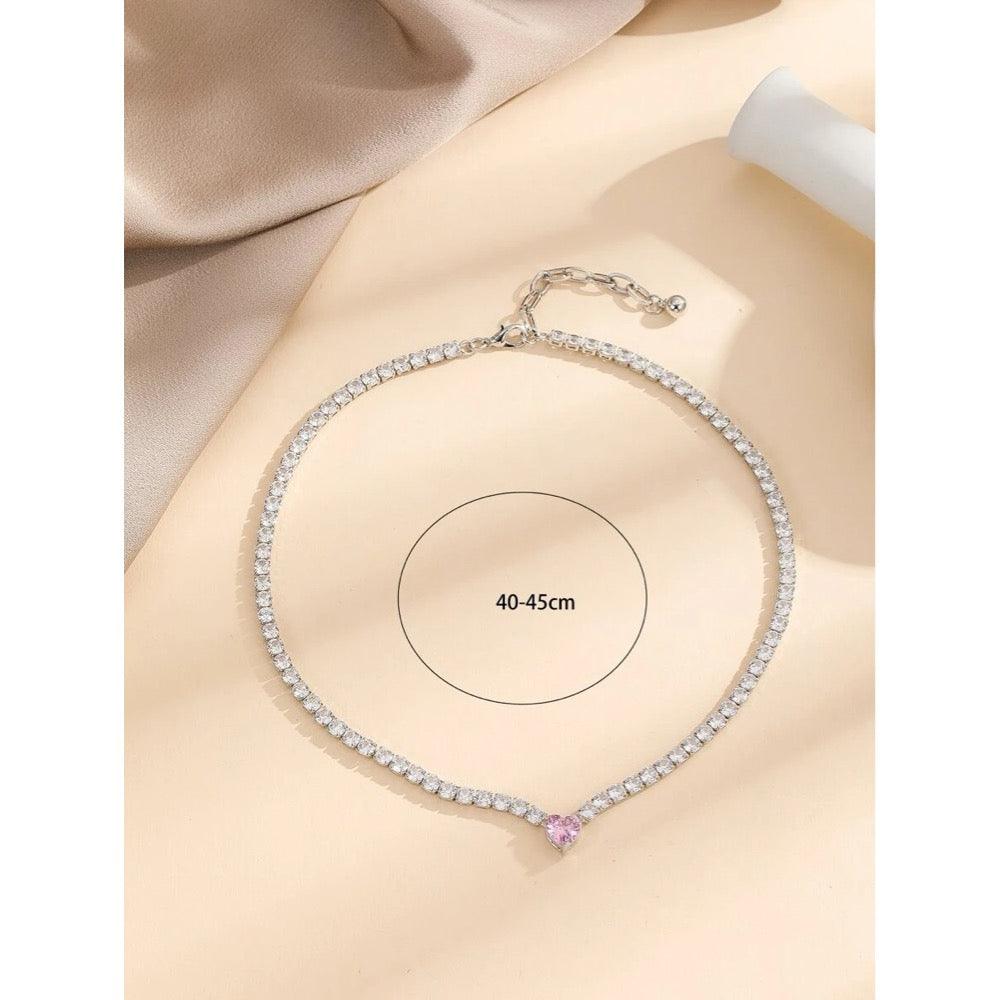 Colier tennis, argintiu, cu pietre din zirconiu, Akseli C16 - Pursehuit.ro