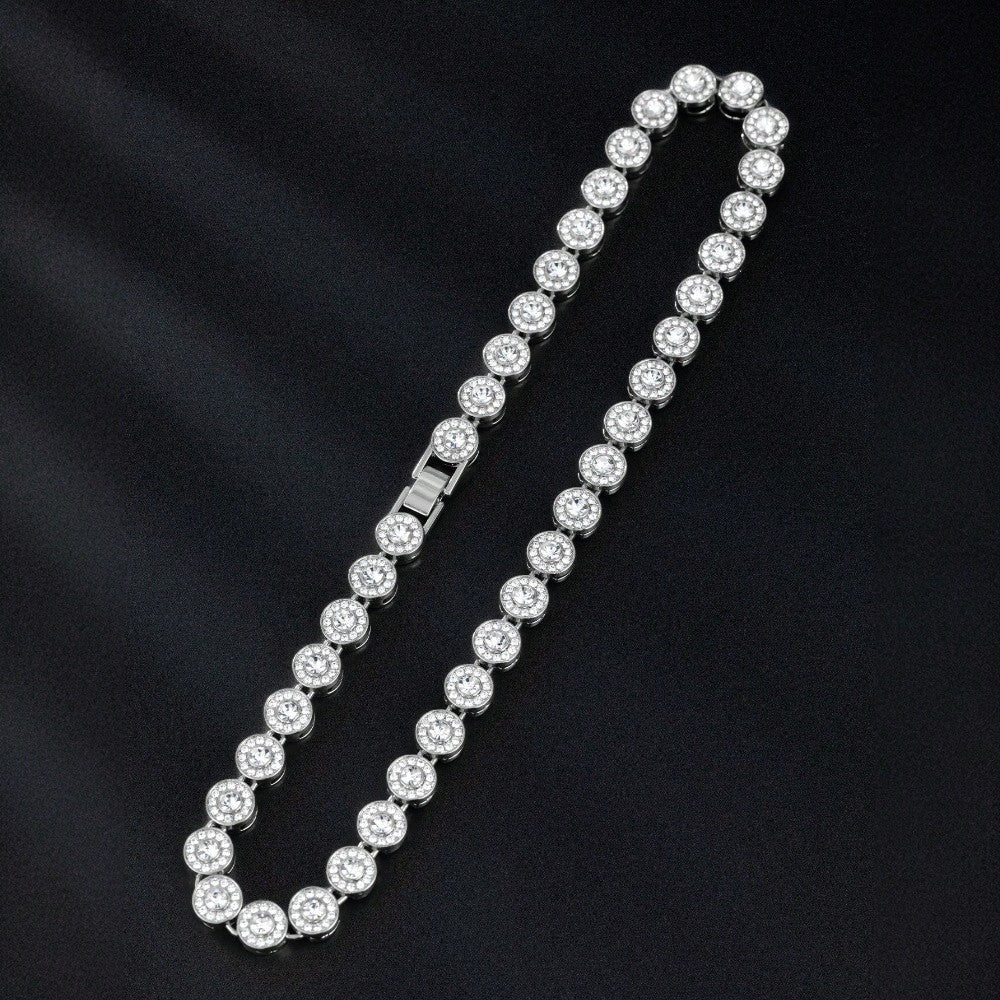 Colier tennis cuban, argintiu, cu pietre din zirconiu, Delan C11