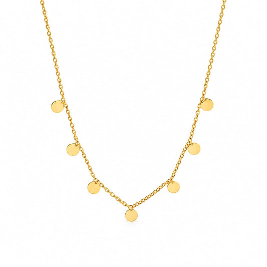Colier auriu, din otel inoxidabil 316L, placat cu aur 18K PVD, cu banuti, Ingo C2