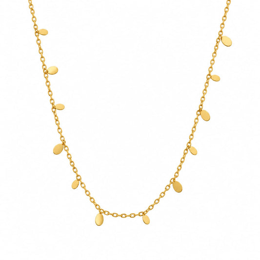 Colier auriu, din otel inoxidabil 316L, placat cu aur 18K PVD, cu piese ovale, Ingrid C15