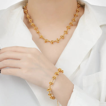 Colier auriu, din otel inoxidabil, cu noduri, suflat cu aur 18k, Adelena C5