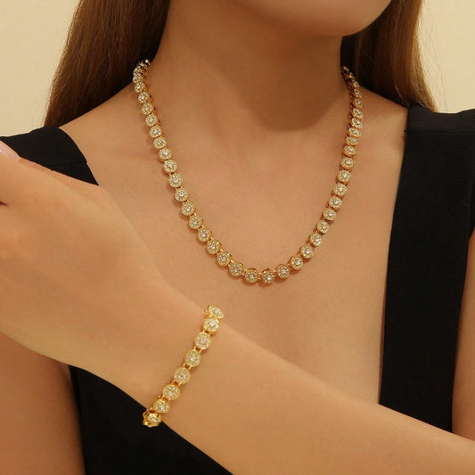 Colier tennis luxury, auriu, cu pietre din zirconiu, Clarah C18