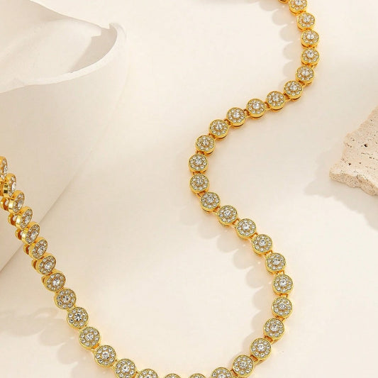 Colier tennis luxury, auriu, cu pietre din zirconiu, Clarah C18