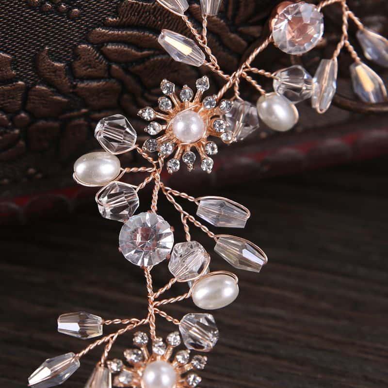 Coronita modelatoare, rose gold, cu pietre si perle, Nimrod C7 - Pursehuit.ro