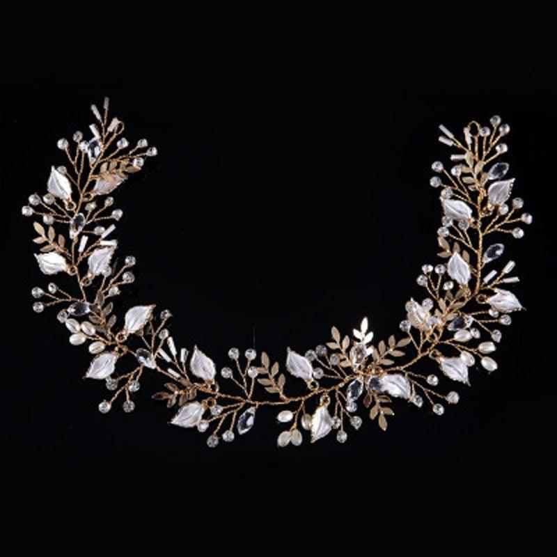 Coronita Modelatoare, aurie, cu frunzulite si pietre, Pennie C13 - Pursehuit.ro