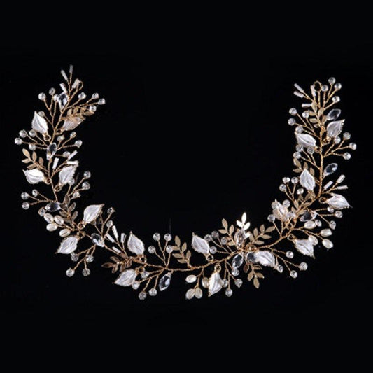 Coronita Modelatoare, aurie, cu frunzulite si pietre, Pennie C13 - Pursehuit.ro